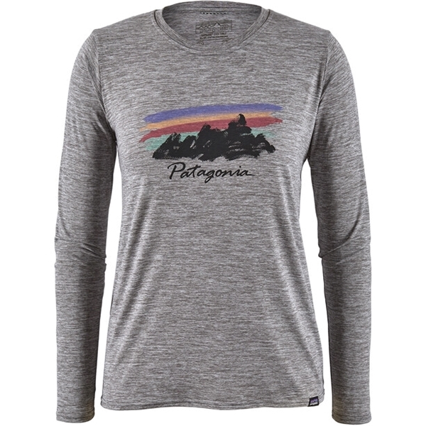 Bilde av PATAGONIA Women's Long Sleeve Cap Cool Daily Graphic Shirt Free Hand Fitz Roy: Feather Grey