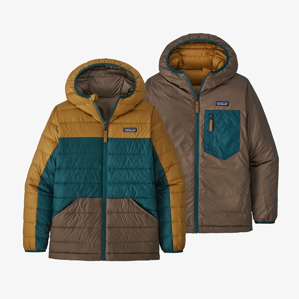 Bilde av PATAGONIA Boy`s Reversible Down Sweater Hoody Oaks Brown