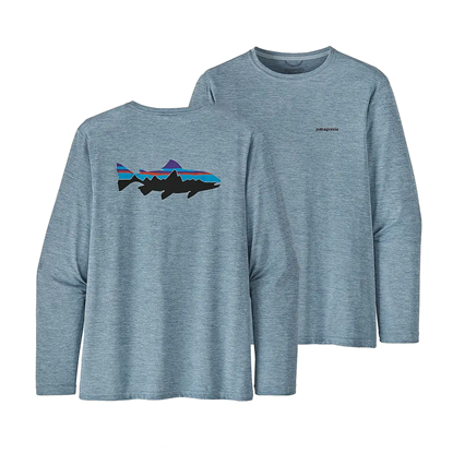 Bilde av PATAGONIA L/S Cap Cool Daily Fish Graphic Shirt(M) Fitz Roy Trout: Steam Blue X-Dye